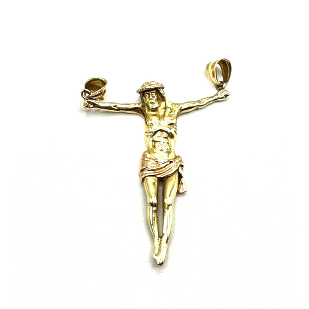 14K Yellow & Rose Gold Religious Jesus Christ Body Charm Pendant 2.25" 9.8g